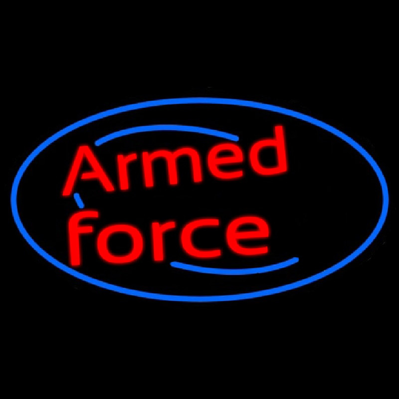 Armed Forces With Blue Round Neonskylt