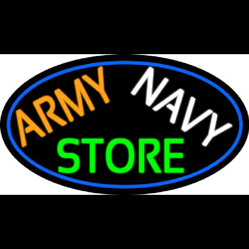 Army Navy Store With Blue Border Neonskylt