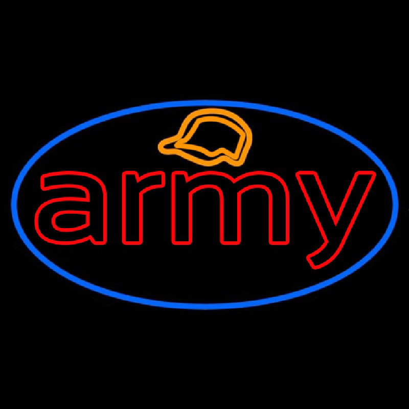 Army With Blue Round Neonskylt