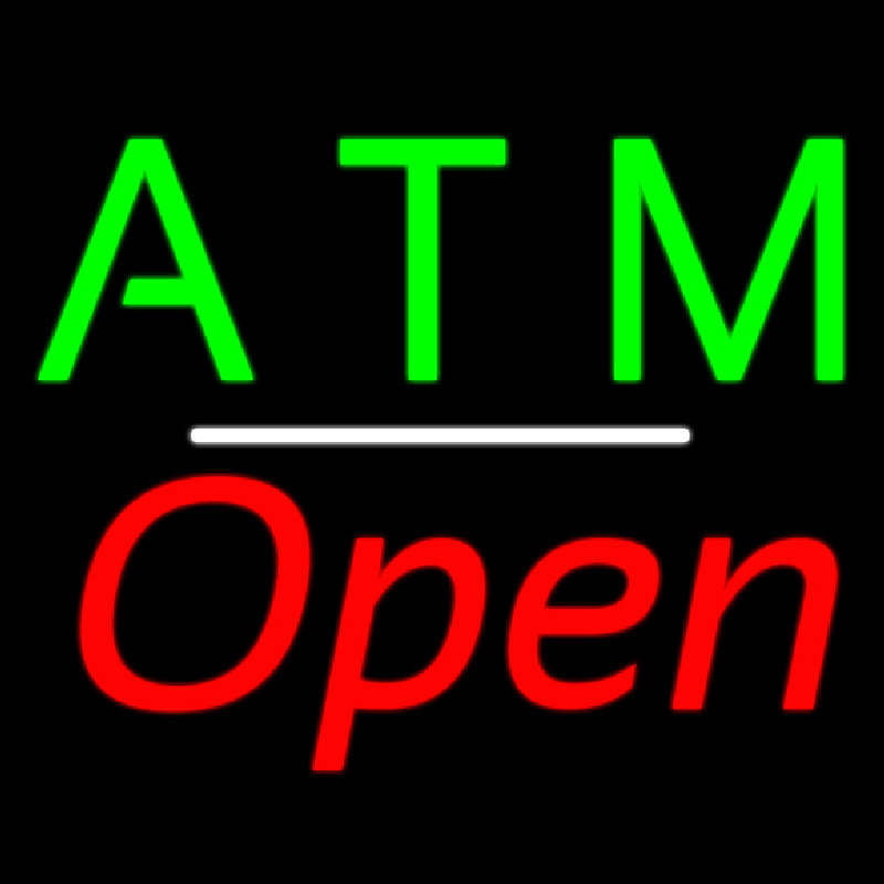 Atm Open White Line Neonskylt