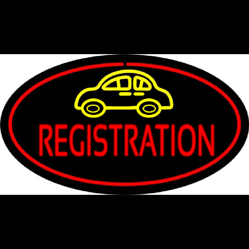Auto Registration Oval Red Neonskylt
