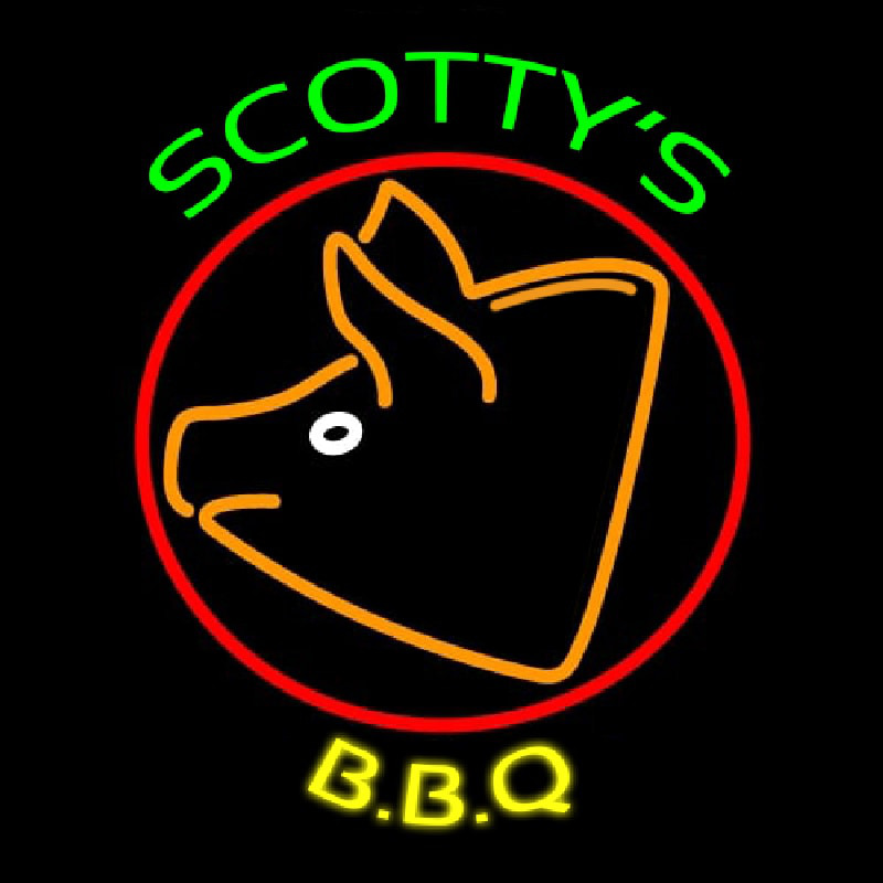 BBQ Scottys Pig Neonskylt