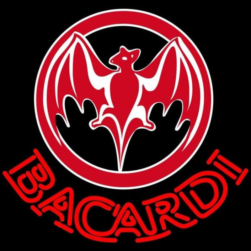 Bacardi Bat Red Logo Rum Sign Neonskylt