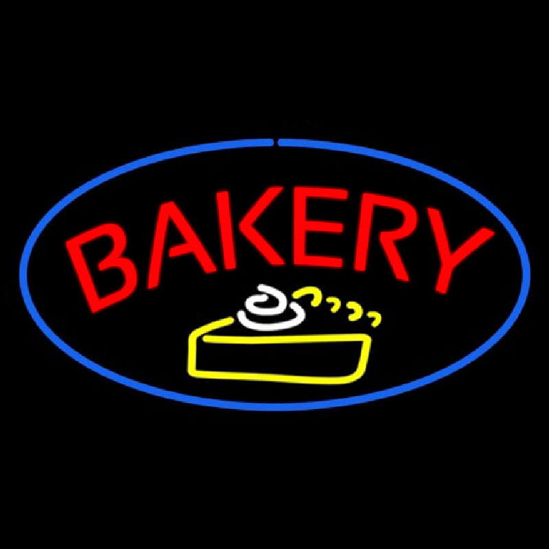 Bakery Logo Oval Blue Neonskylt