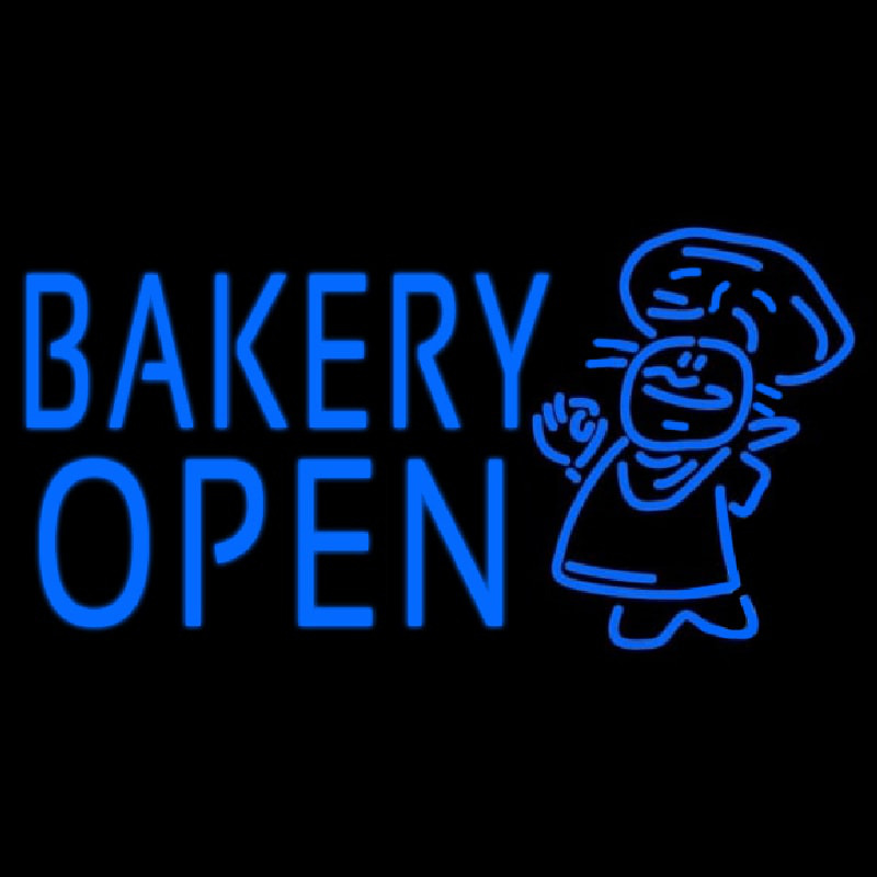 Bakery Open With Man Neonskylt