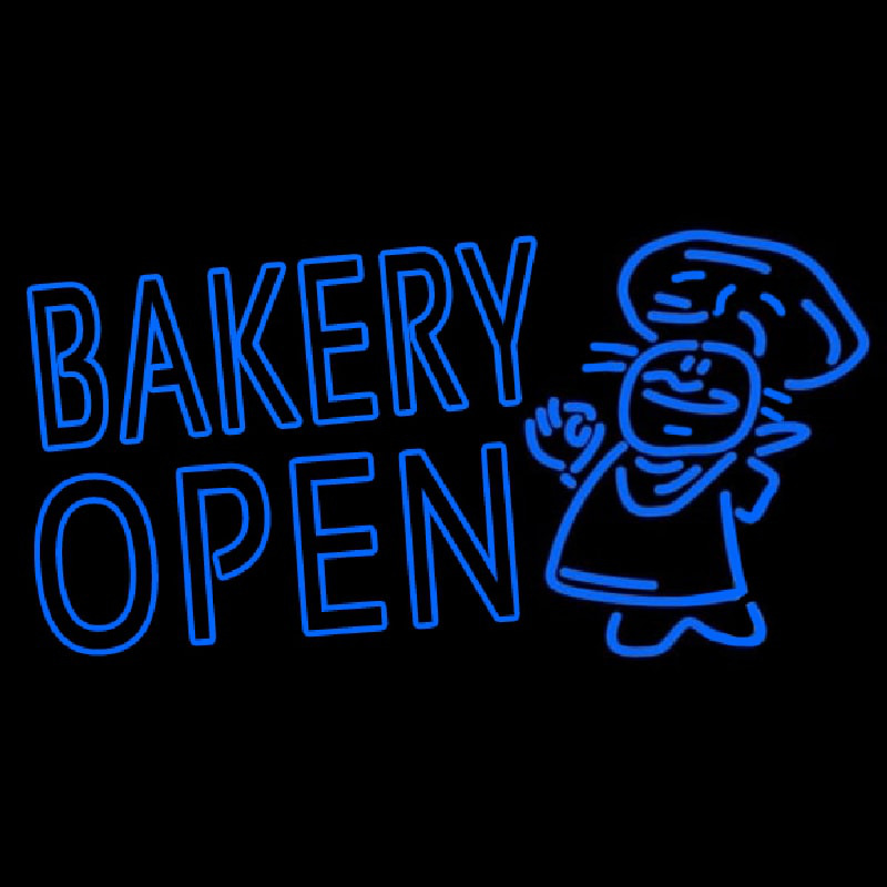 Bakery Open With Man Neonskylt