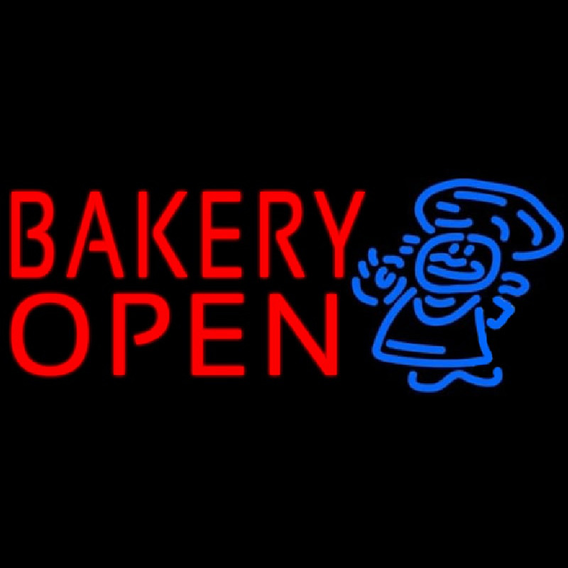 Bakery Open With Man Neonskylt