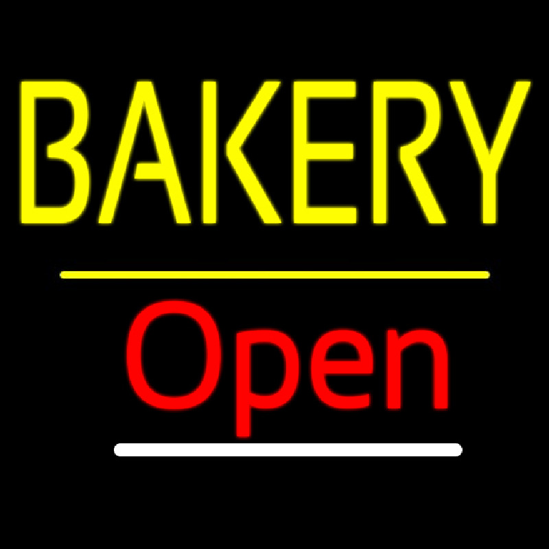 Bakery Open Yellow Line Neonskylt