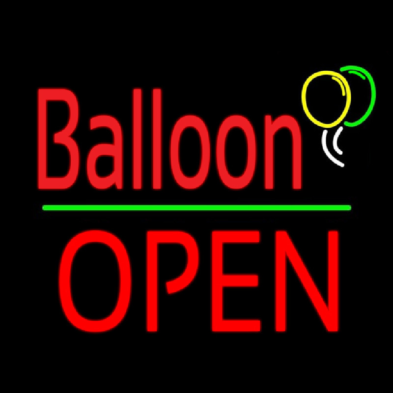 Balloon Open Block Green Line Neonskylt