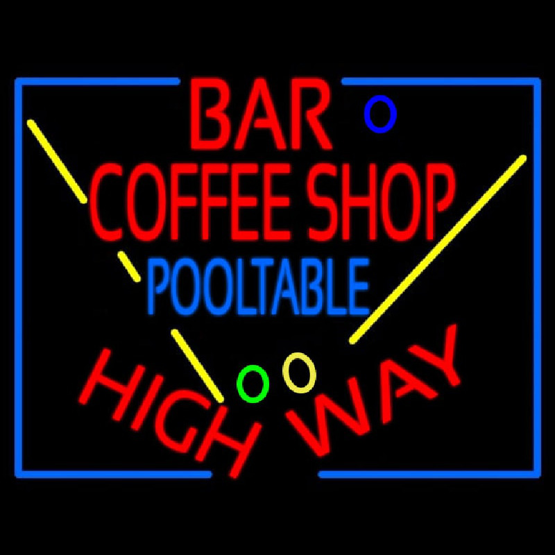 Bar Coffee Shop Pool Table Neonskylt