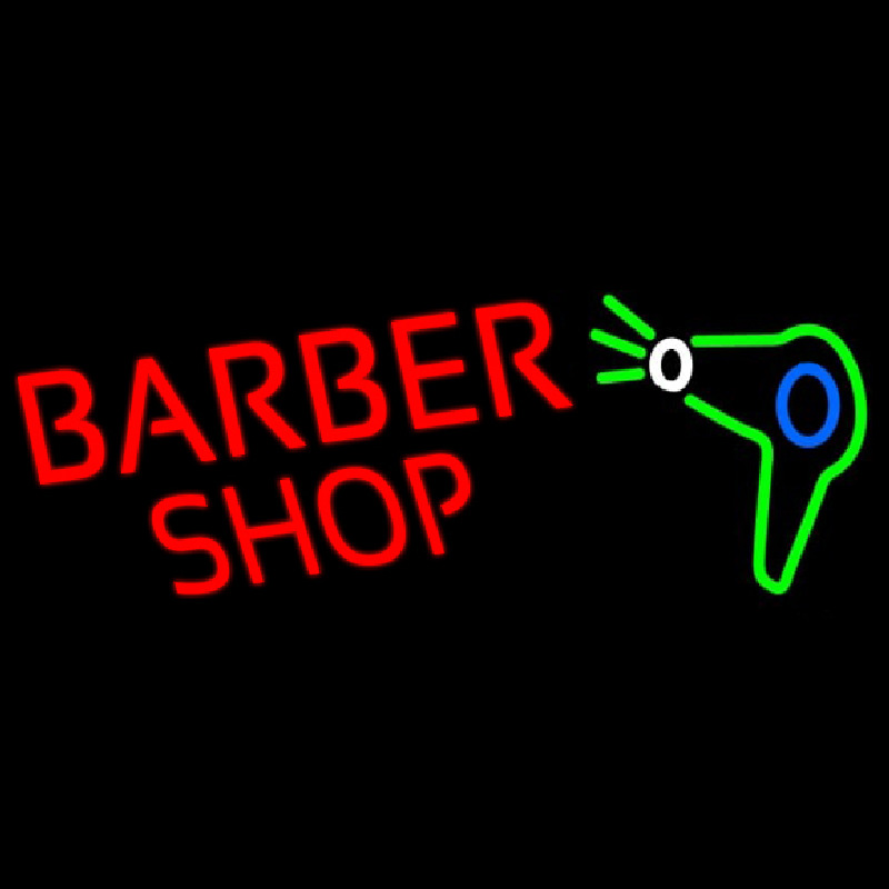 Barber Shop With Dryer And Scissor Neonskylt