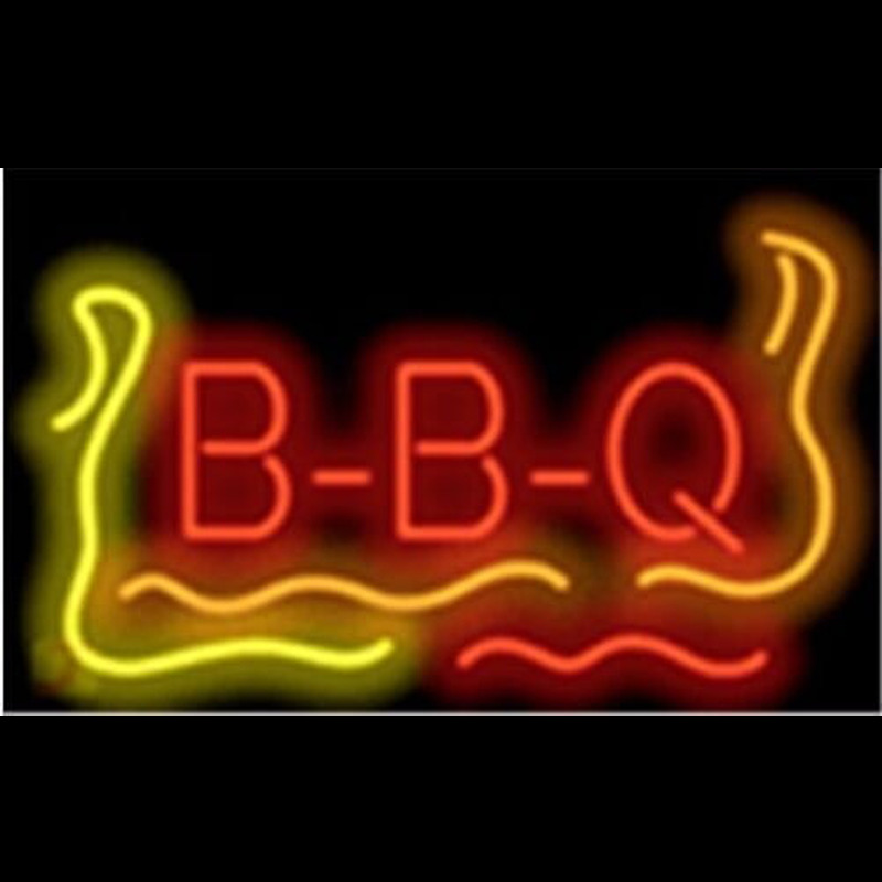 Bbq Flame Barbeque Restaurant Neonskylt