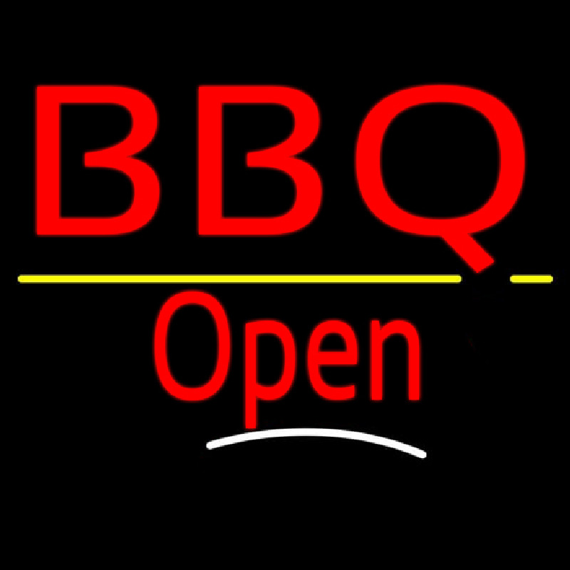 Bbq Open White Line Neonskylt