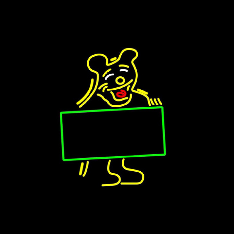 Bear With Sign Board Neonskylt