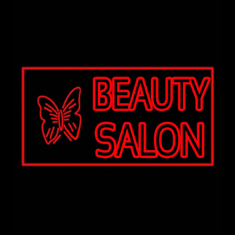 Beauty Salon With Butterfly Log Neonskylt