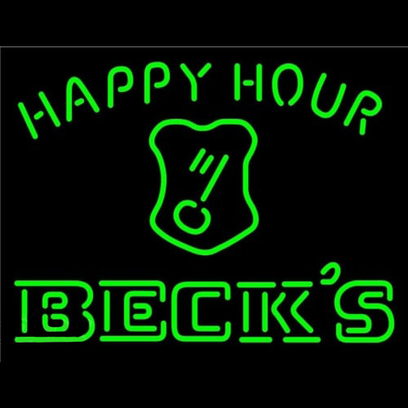 Beck Key Logo Happy Hour Beer Neonskylt