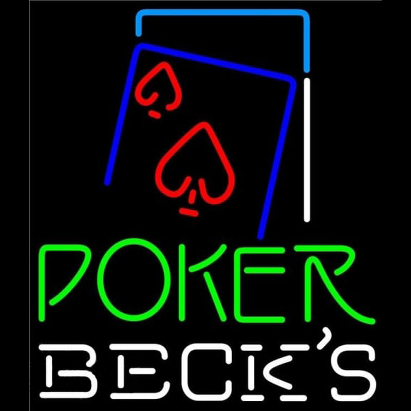 Becks Green Poker Red Heart Beer Sign Neonskylt