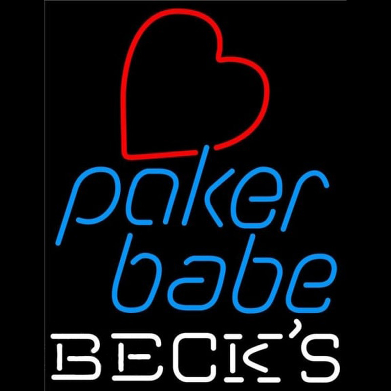 Becks Poker Girl Heart Babe Beer Sign Neonskylt