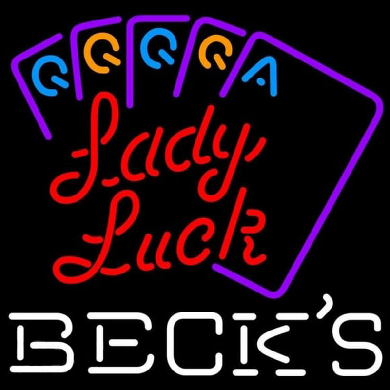 Becks Poker Lady Luck Series Beer Sign Neonskylt