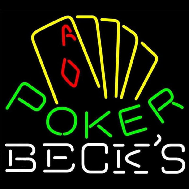 Becks Poker Yellow Beer Sign Neonskylt