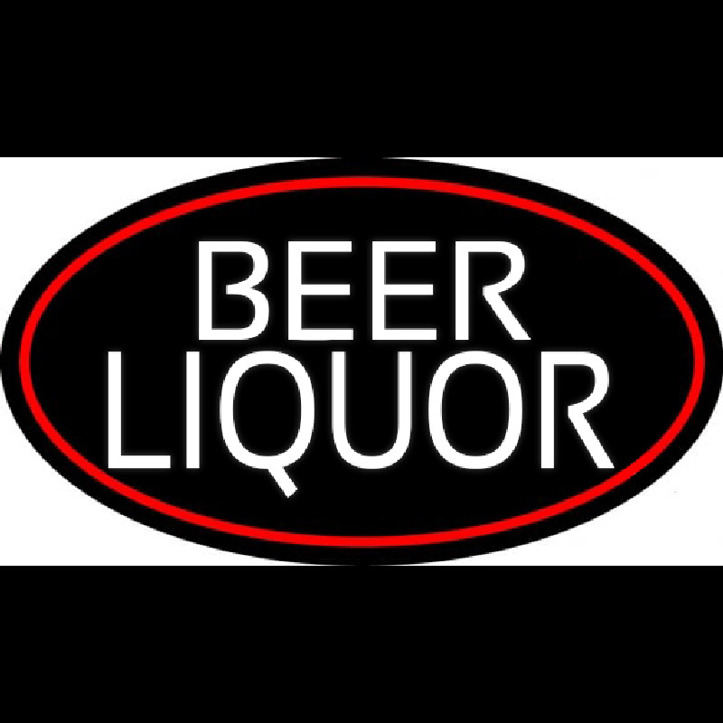 Beer Liquor Oval With Red Border Neonskylt