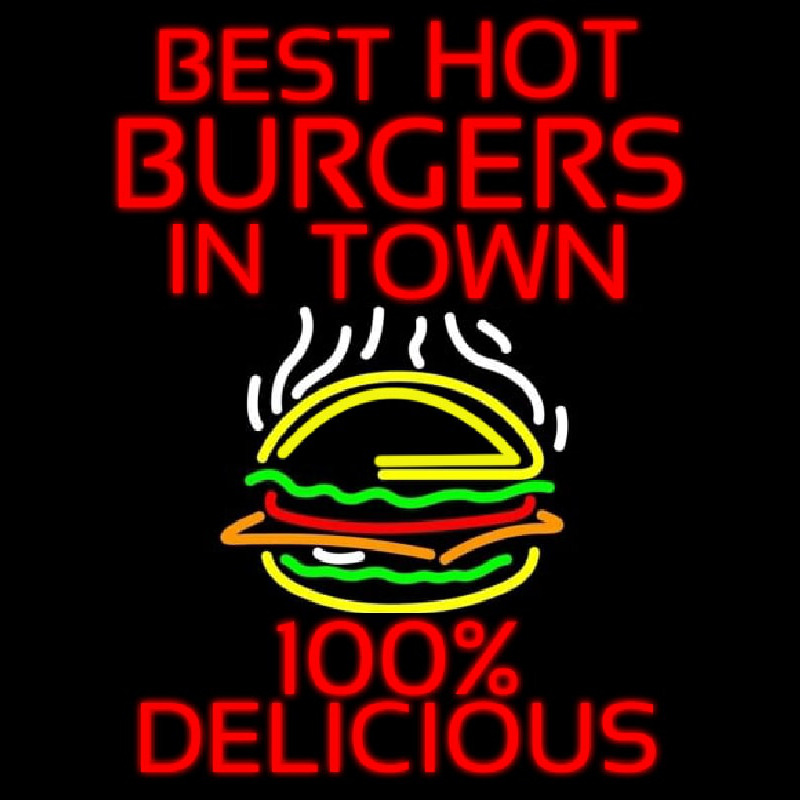 Best Hot Burgers Intown Neonskylt