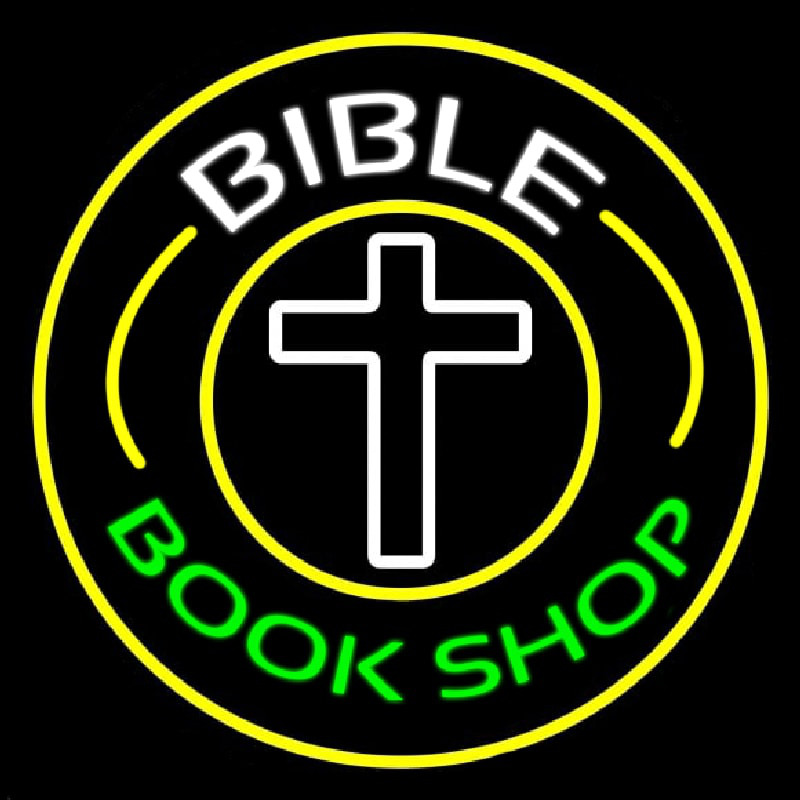 Bible Book Shop With Border Neonskylt