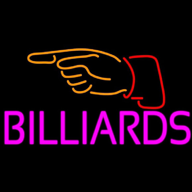 Billiards With Hand Logo 1 Neonskylt