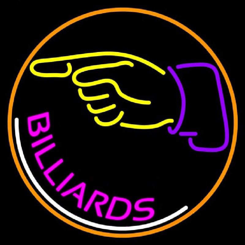 Billiards With Hand Logo 1 Neonskylt
