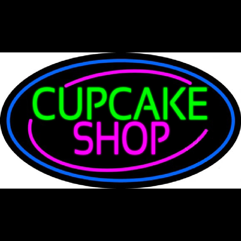 Block Cupcake Shop With Blue Round Neonskylt