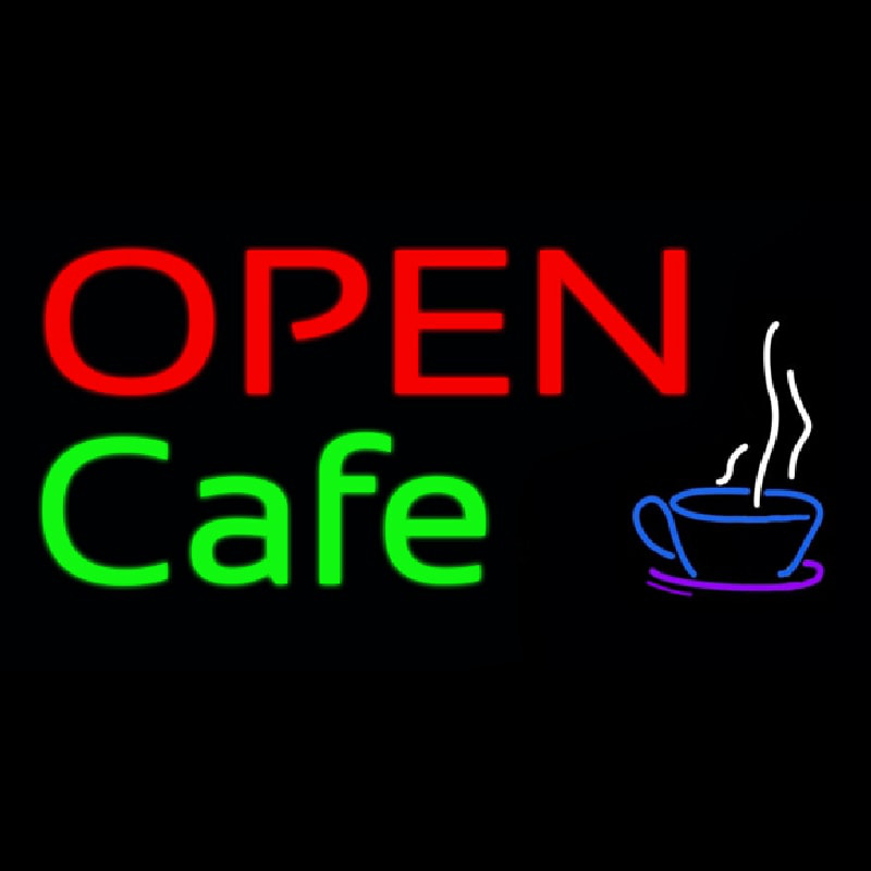 Block Open Cafe Neonskylt