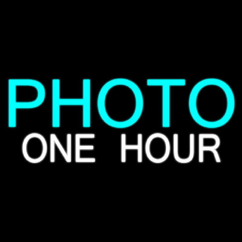 Block Photo One Hour Neonskylt