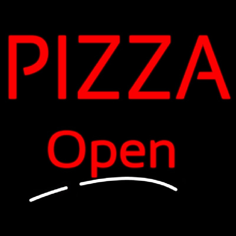 Block Red Pizza Open Neonskylt