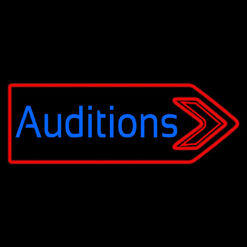 Blue Auditions With Arrow Neonskylt