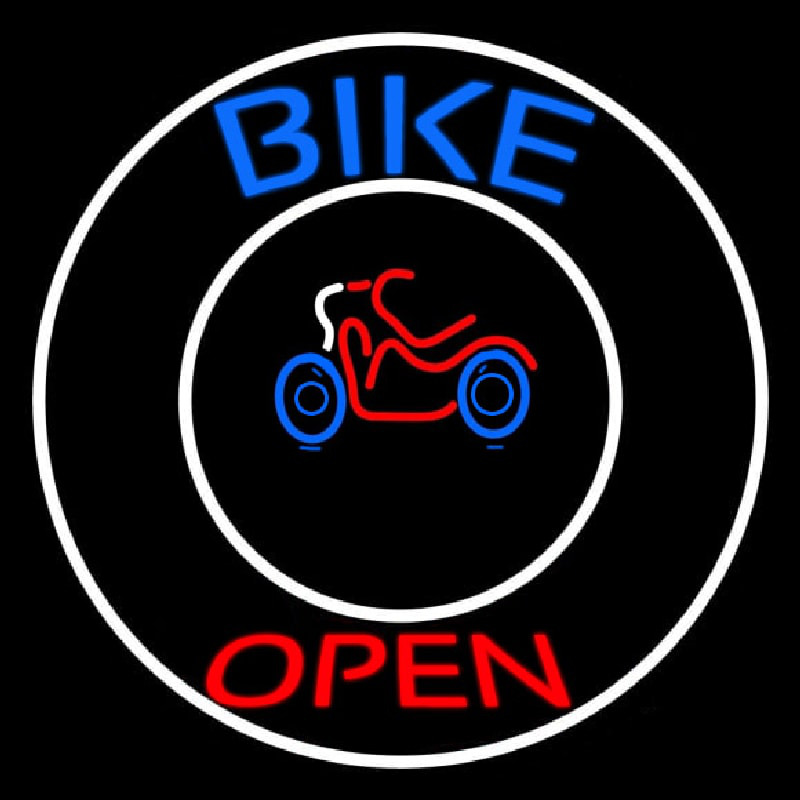 Blue Bike Open With Border Neonskylt