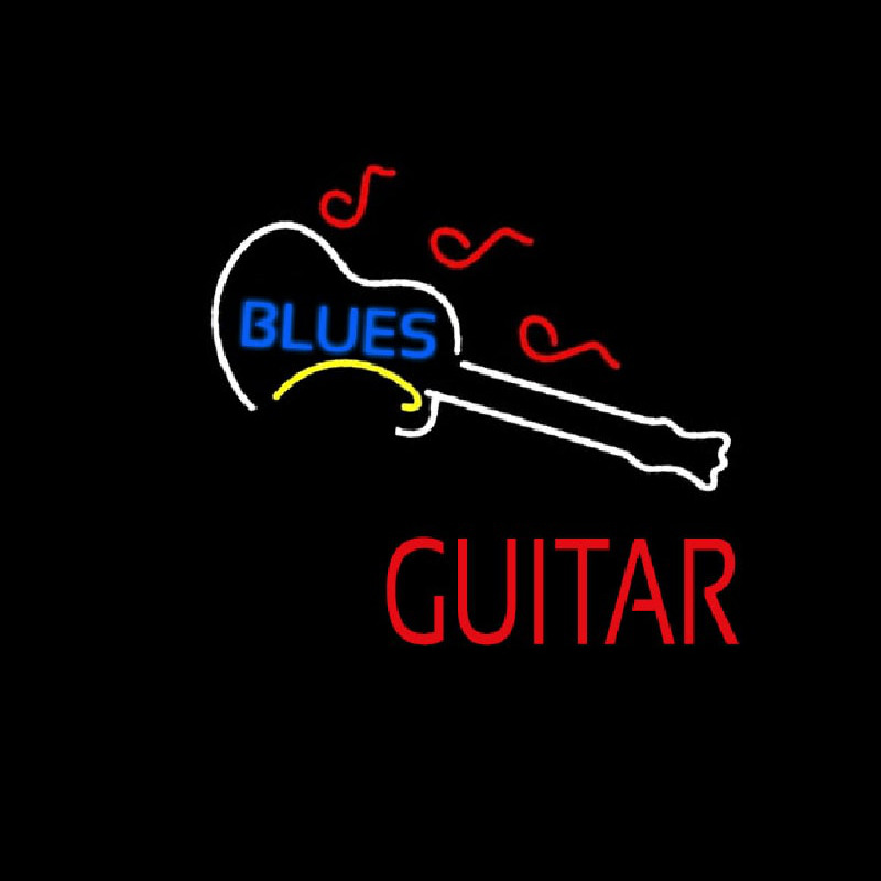 Blue Blues Red Guitar Neonskylt