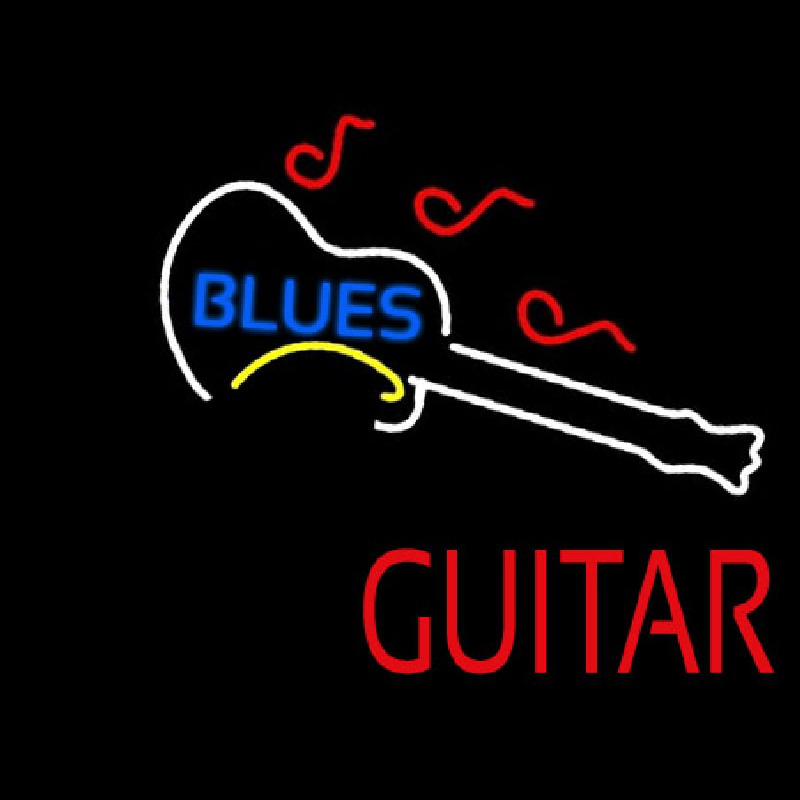 Blue Blues Red Guitar Neonskylt