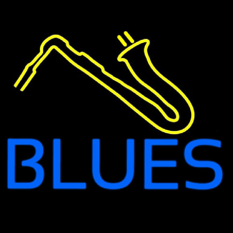 Blue Blues Yellow Sa ophone Neonskylt