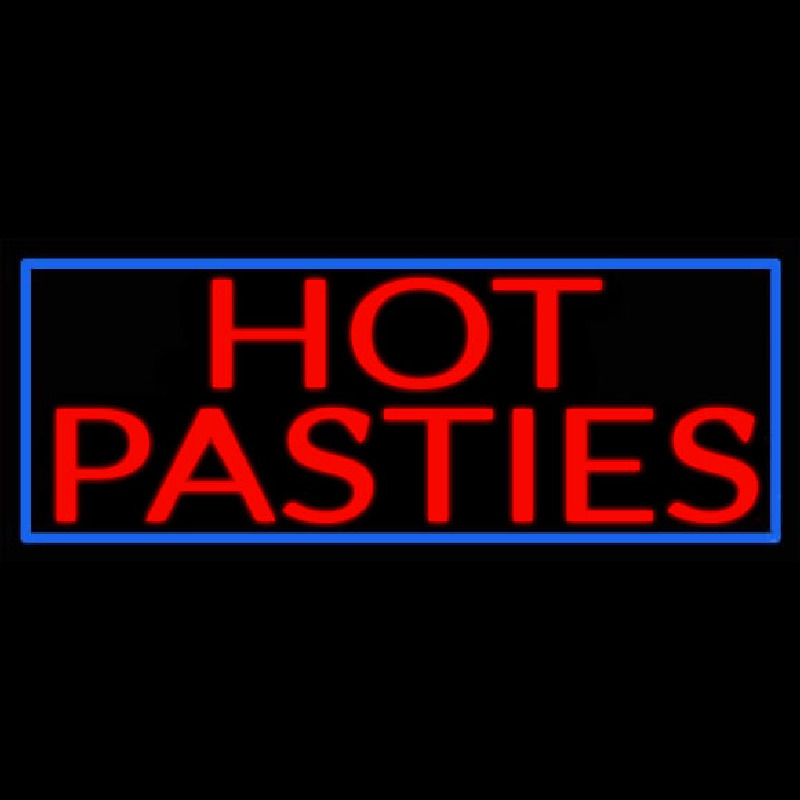 Blue Border Hot Pasties Neonskylt