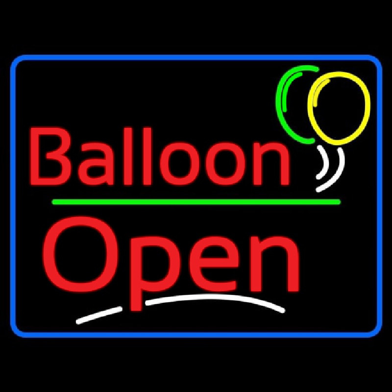 Blue Border Open Balloon Green Line Neonskylt