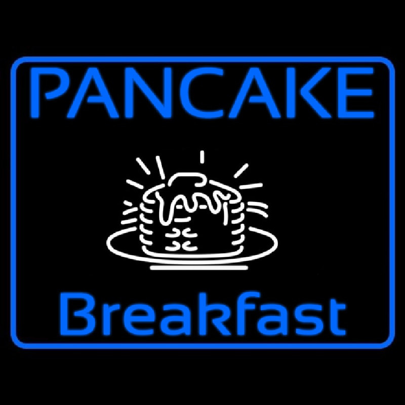 Blue Border Pancake Breakfast Neonskylt