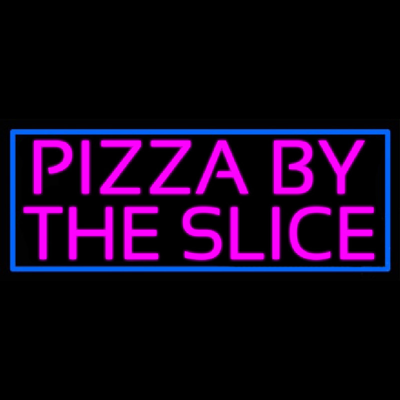 Blue Border Pizza By The Slice Neonskylt