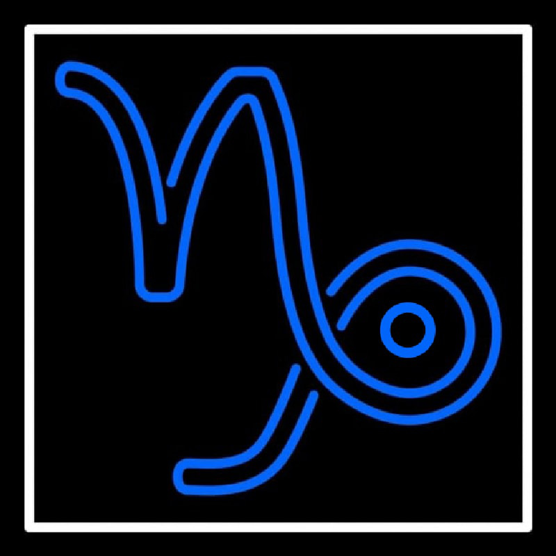 Blue Capricorn Logo White Border Neonskylt