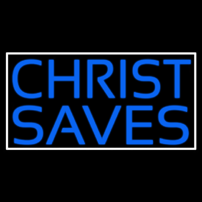 Blue Christ Saves Neonskylt