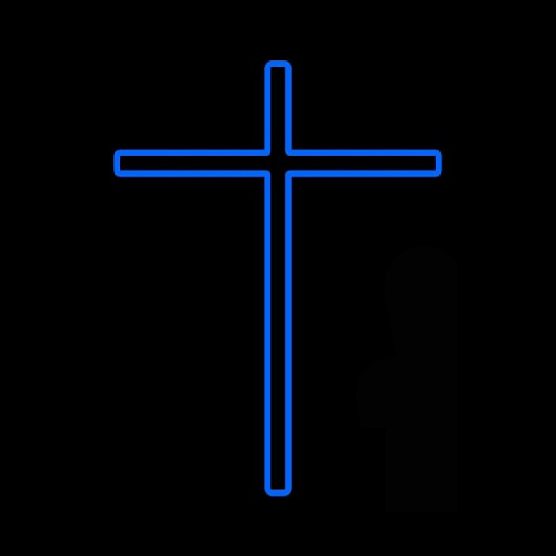 Blue Christian Cross Neonskylt