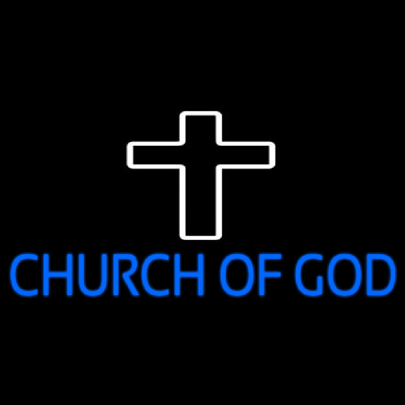Blue Church Of God Neonskylt
