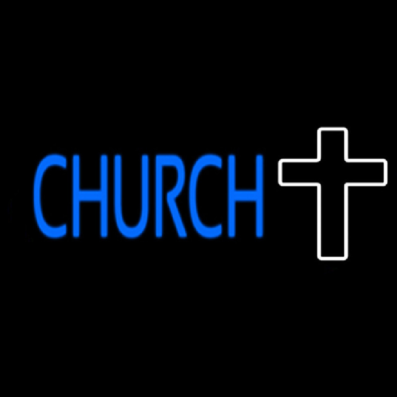 Blue Church With Cross Neonskylt