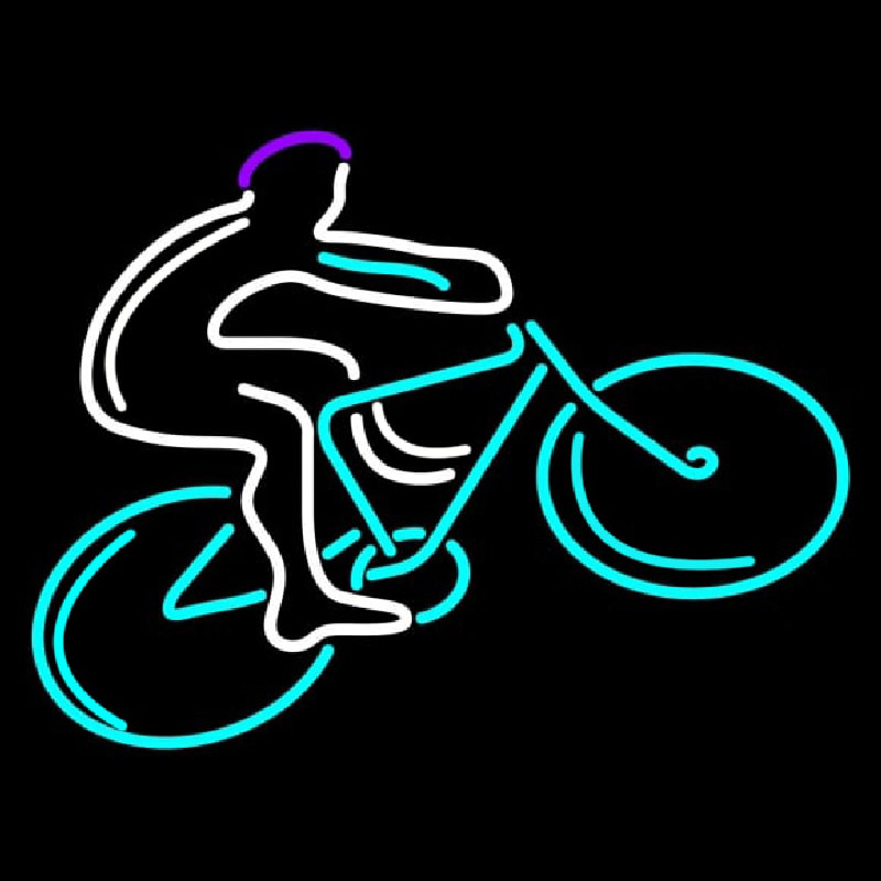 Blue Cycle Rider With Cycle Neonskylt