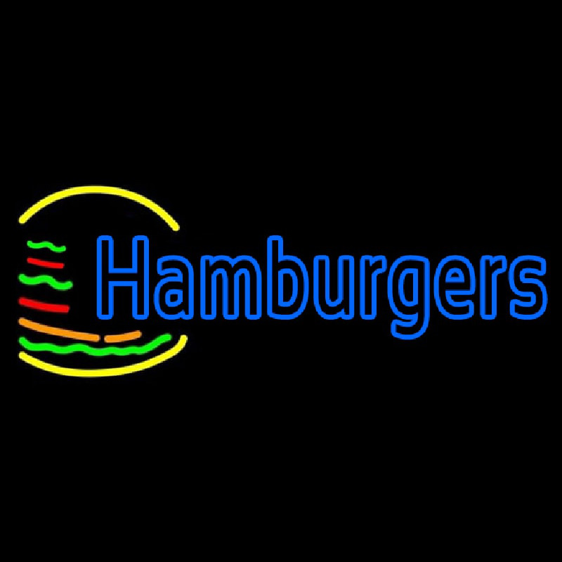 Blue Double Stroke Hamburgers Neonskylt