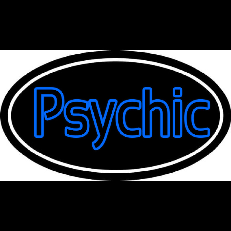 Blue Double Stroke Psychic White Border Neonskylt